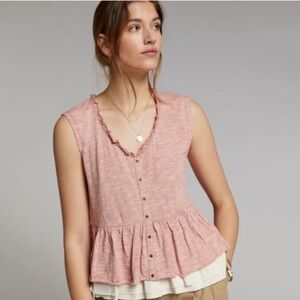 Pilcro Pink Ruffled Tank Top